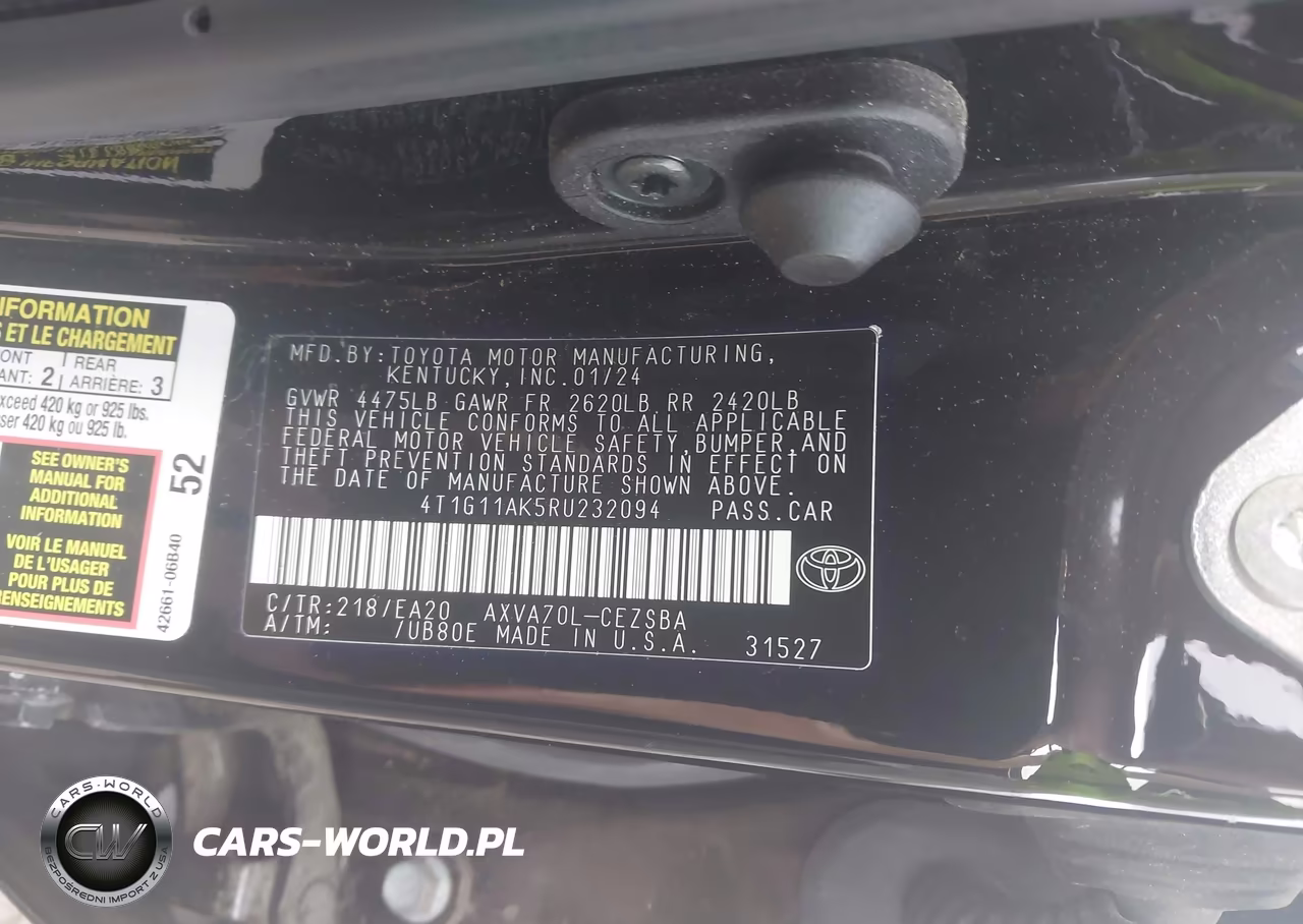 2024 Toyota Camry Se VIN:4T1G11AK5RU232094 - 9