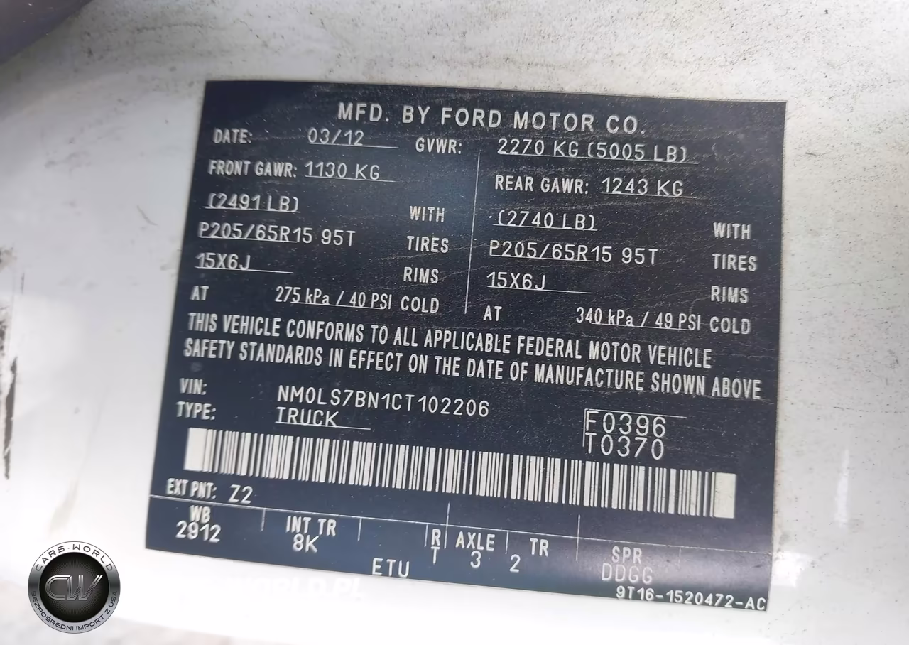 2012 Ford Transit Connect Xlt VIN:NM0LS7BN1CT102206 - 9