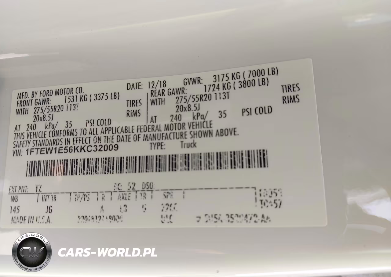 2019 Ford F-150 Xl VIN:1FTEW1E56KKC32009 - 9