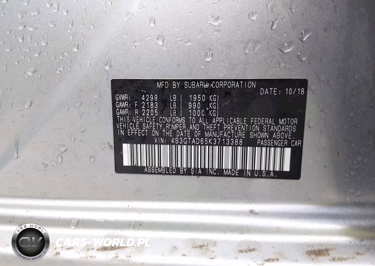 2019 Subaru Impreza 2.0I Premium VIN:4S3GTAD65K3713388 - 9