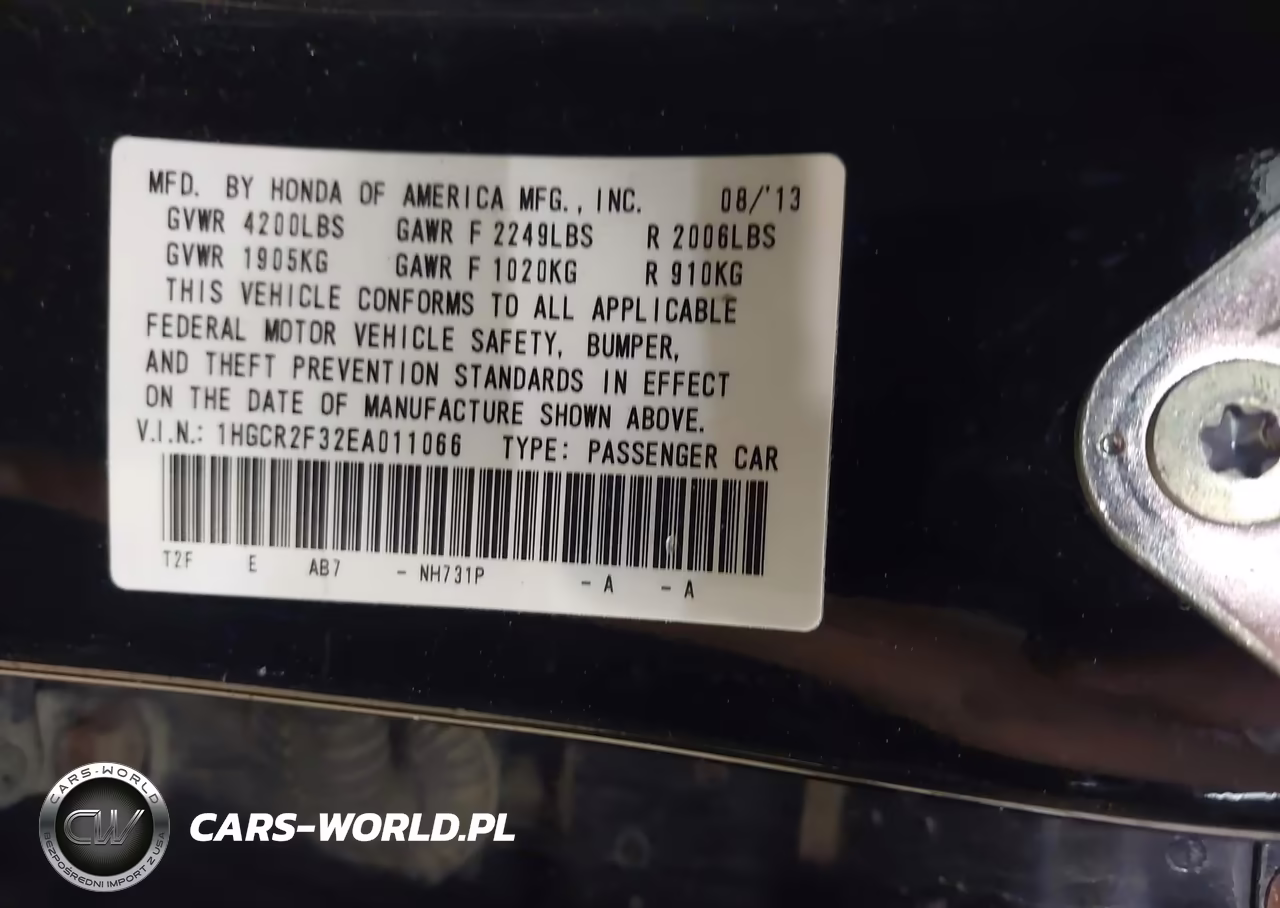 2014 Honda Accord Lx VIN:1HGCR2F32EA011066 - 9