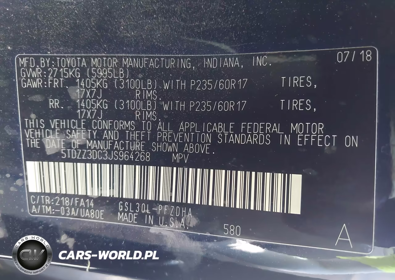 2018 Toyota Sienna L 7 Passenger VIN:5TDZZ3DC3JS964268 - 9
