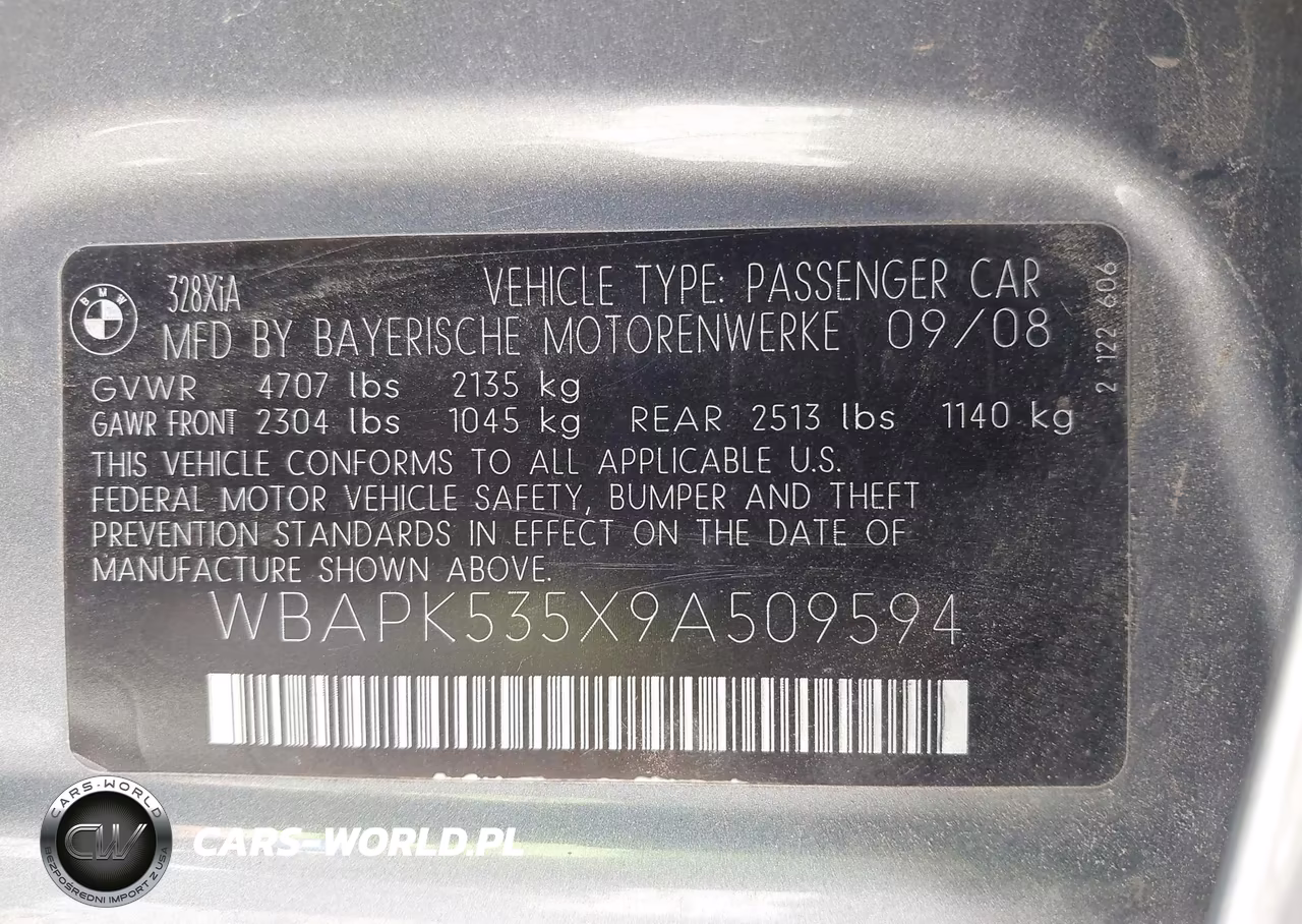 2009 BMW 328I xDrive VIN:WBAPK535X9A509594 - 9