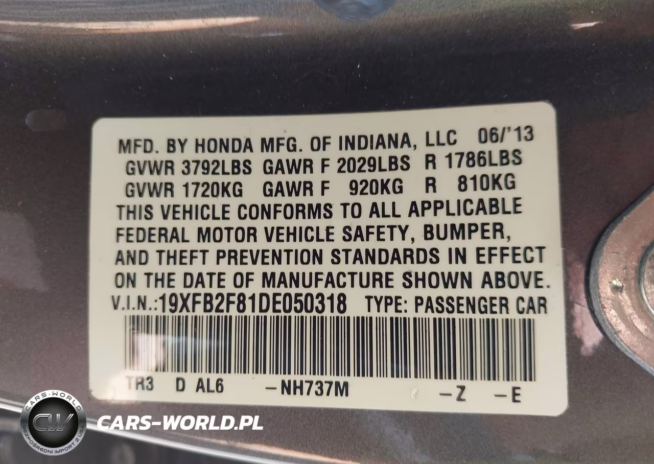 2013 Honda Civic Ex VIN:19XFB2F81DE050318 - 9