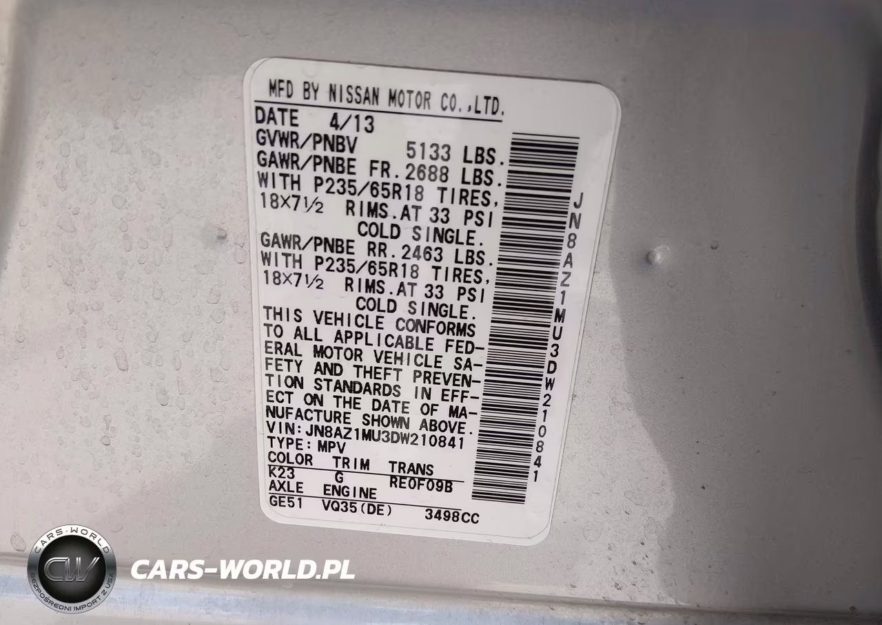 2013 Nissan Murano Sl VIN:JN8AZ1MU3DW210841 - 9