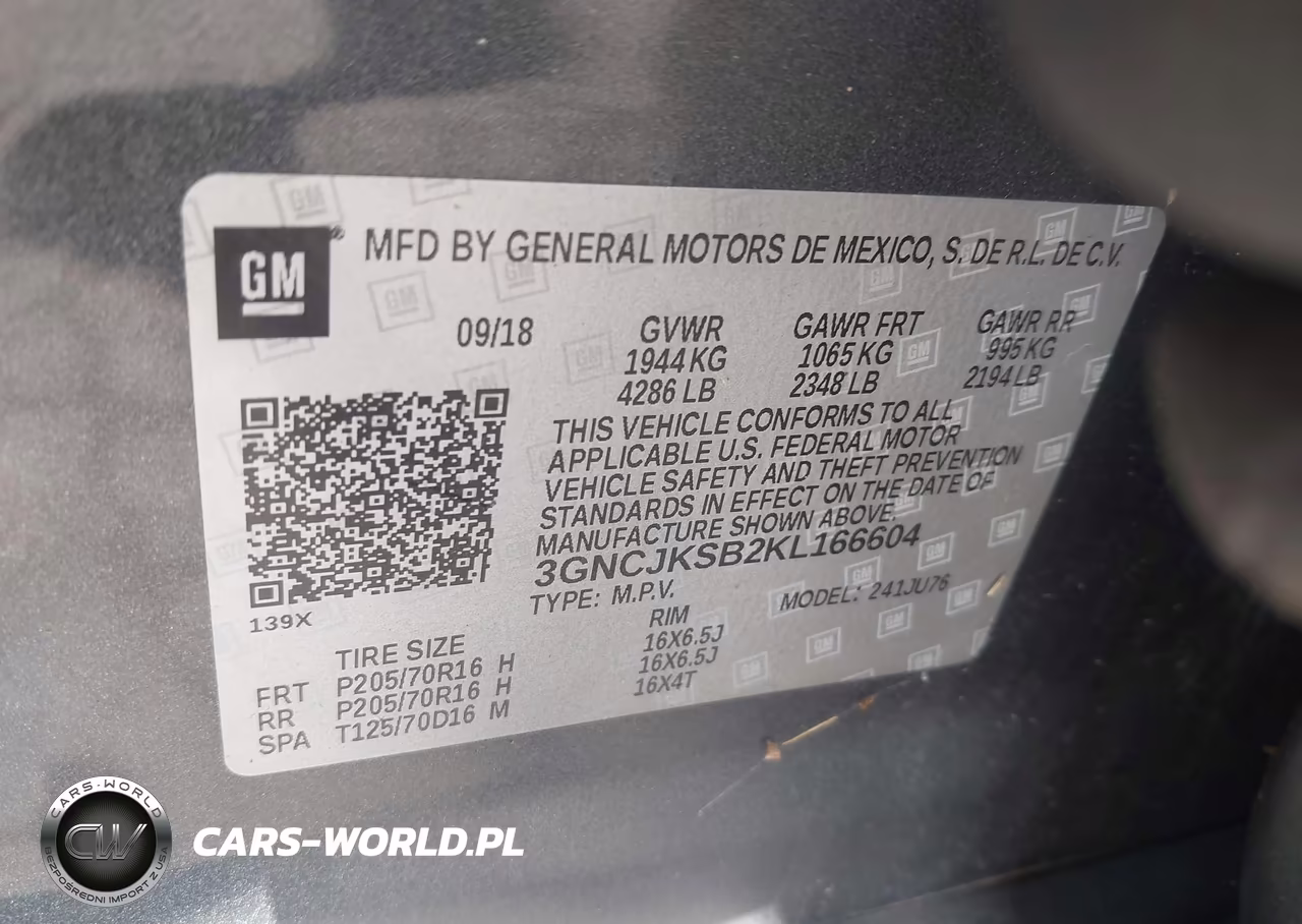 2019 Chevrolet Trax Ls VIN:3GNCJKSB2KL166604 - 9