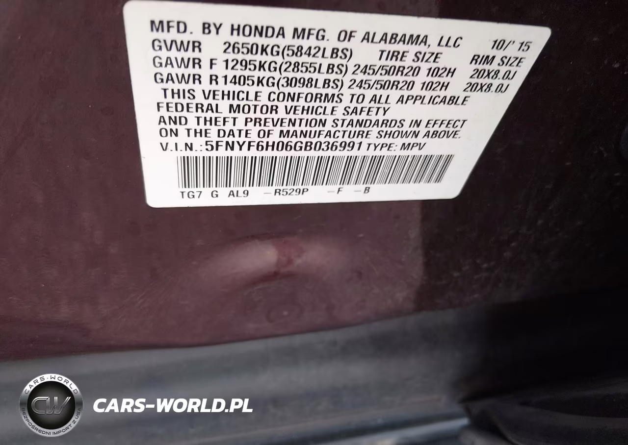 2016 Honda Pilot Elite VIN:5FNYF6H06GB036991 - 9