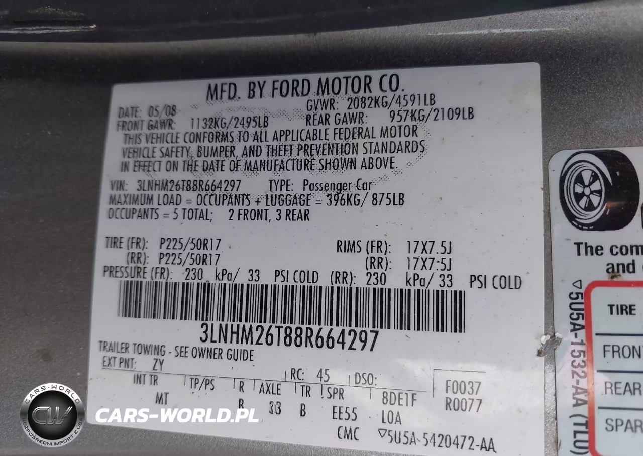 2008 Lincoln Mkz VIN:3LNHM26T88R664297 - 9