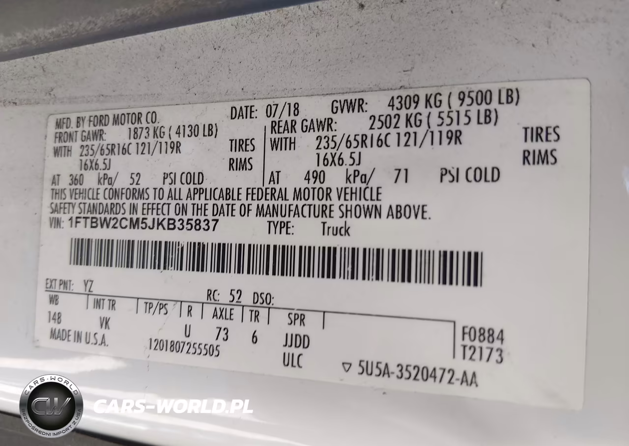 2018 Ford Transit-350 VIN:1FTBW2CM5JKB35837 - 9