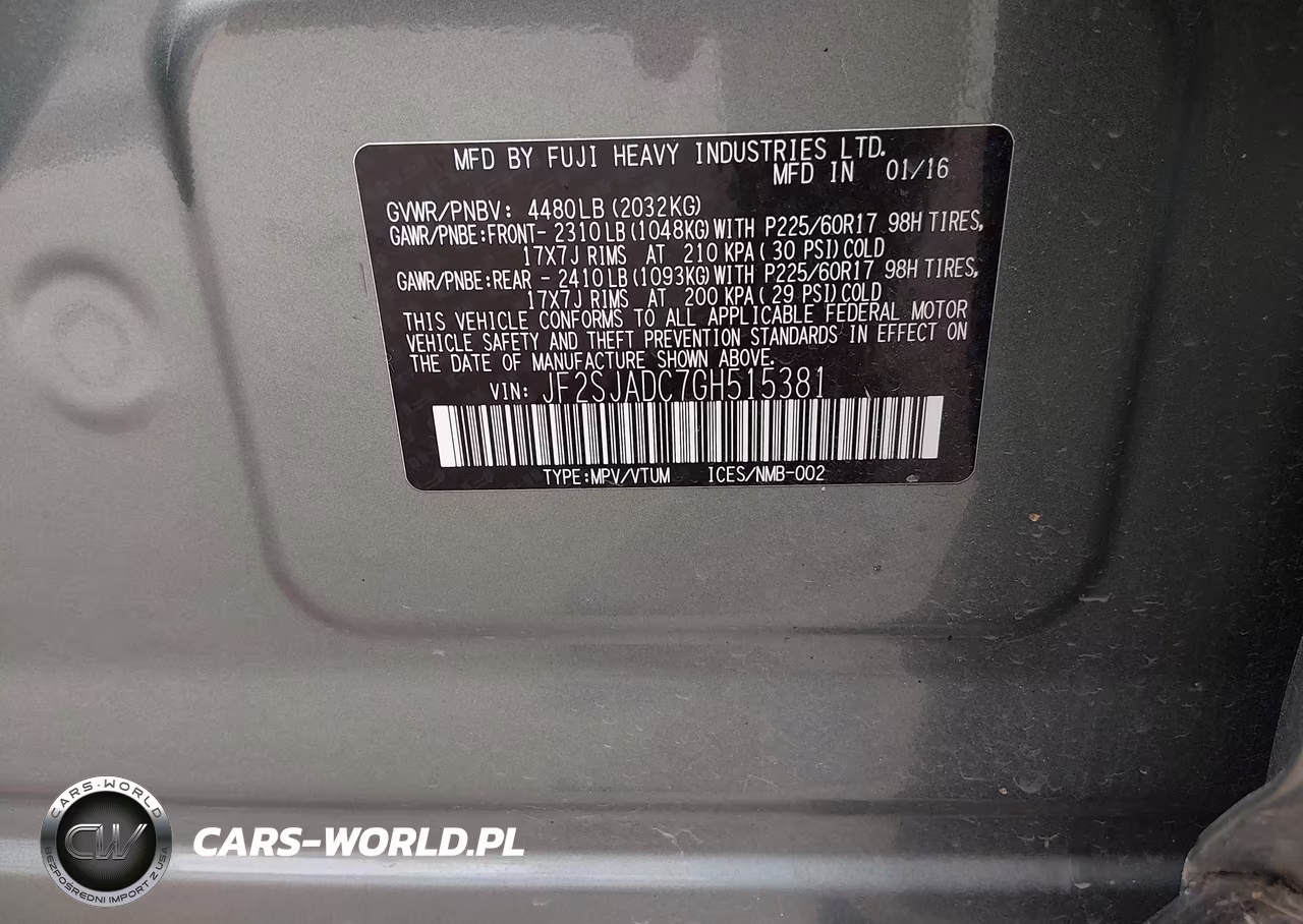 2016 Subaru Forester 2.5I Premium VIN:JF2SJADC7GH515381 - 9