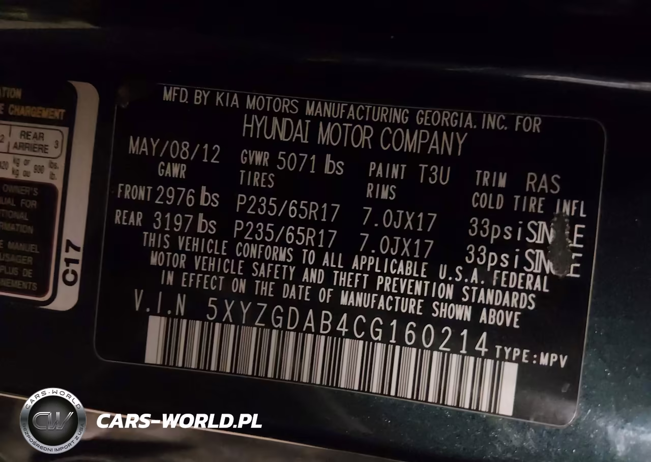 2012 Hyundai Santa Fe Gls VIN:5XYZGDAB4CG160214 - 9