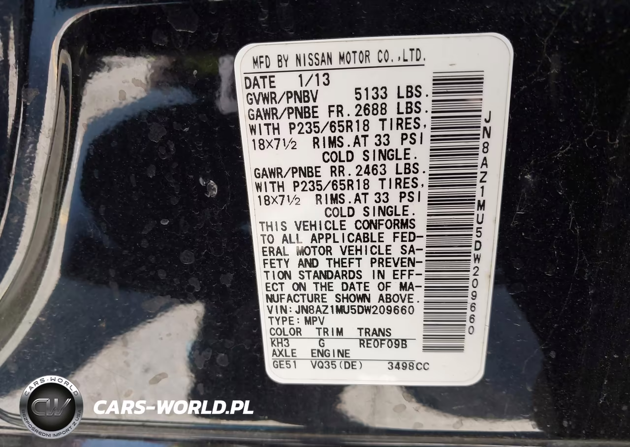 2013 Nissan Murano S VIN:JN8AZ1MU5DW209660 - 9