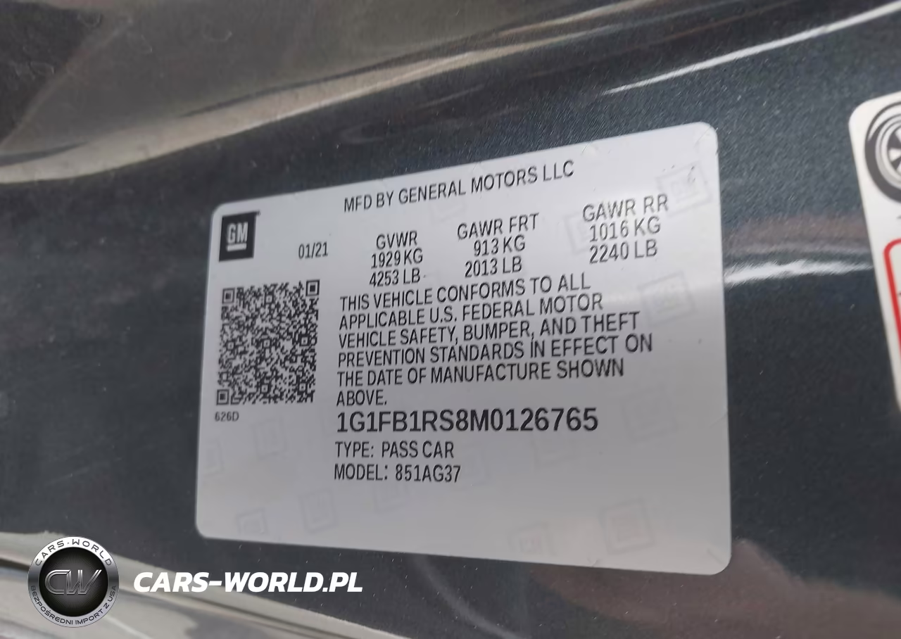 2021 Chevrolet Camaro Rwd 1Lt VIN:1G1FB1RS8M0126765 - 9