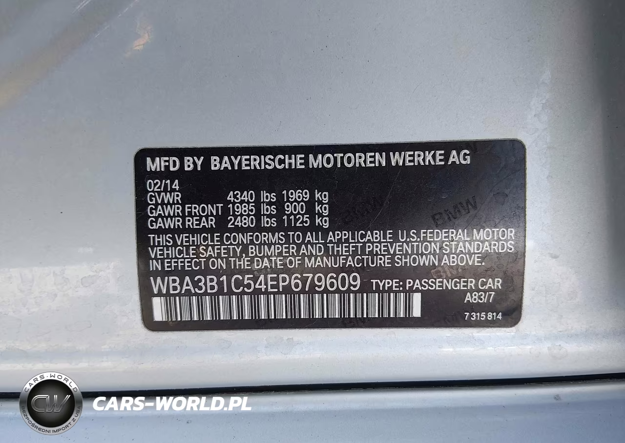 2014 BMW 320I VIN:WBA3B1C54EP679609 - 9