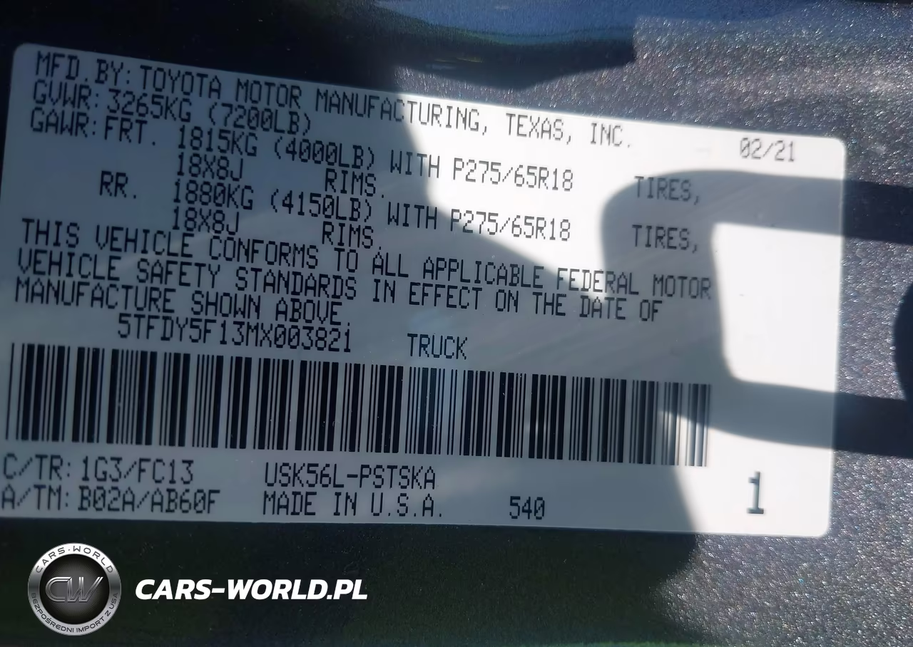 2021 Toyota Tundra Sr5 VIN:5TFDY5F13MX003821 - 9