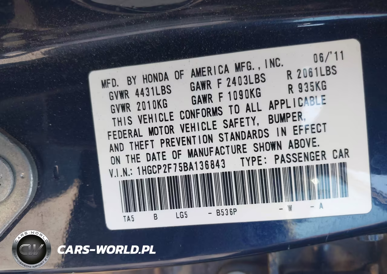 2011 Honda Accord 2.4 Ex VIN:1HGCP2F75BA136843 - 9