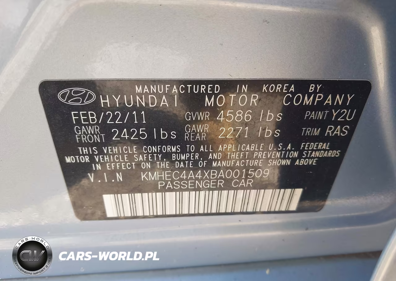 2011 Hyundai Sonata Hybrid VIN:KMHEC4A4XBA001509 - 9