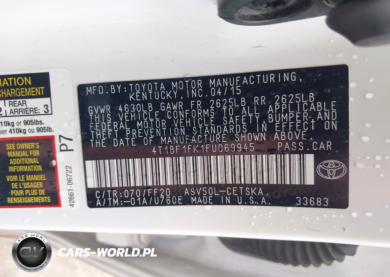 2015 Toyota Camry Se VIN:4T1BF1FK1FU069945 - 9