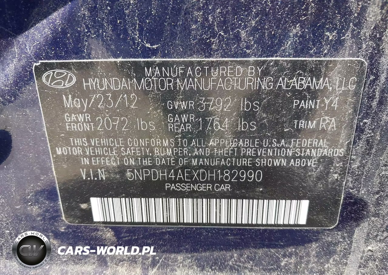 2013 Hyundai Elantra Gls VIN:5NPDH4AEXDH182990 - 9