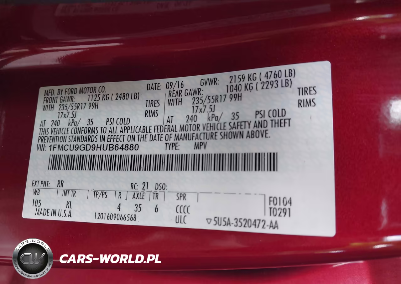 2017 Ford Escape Se VIN:1FMCU9GD9HUB64880 - 9
