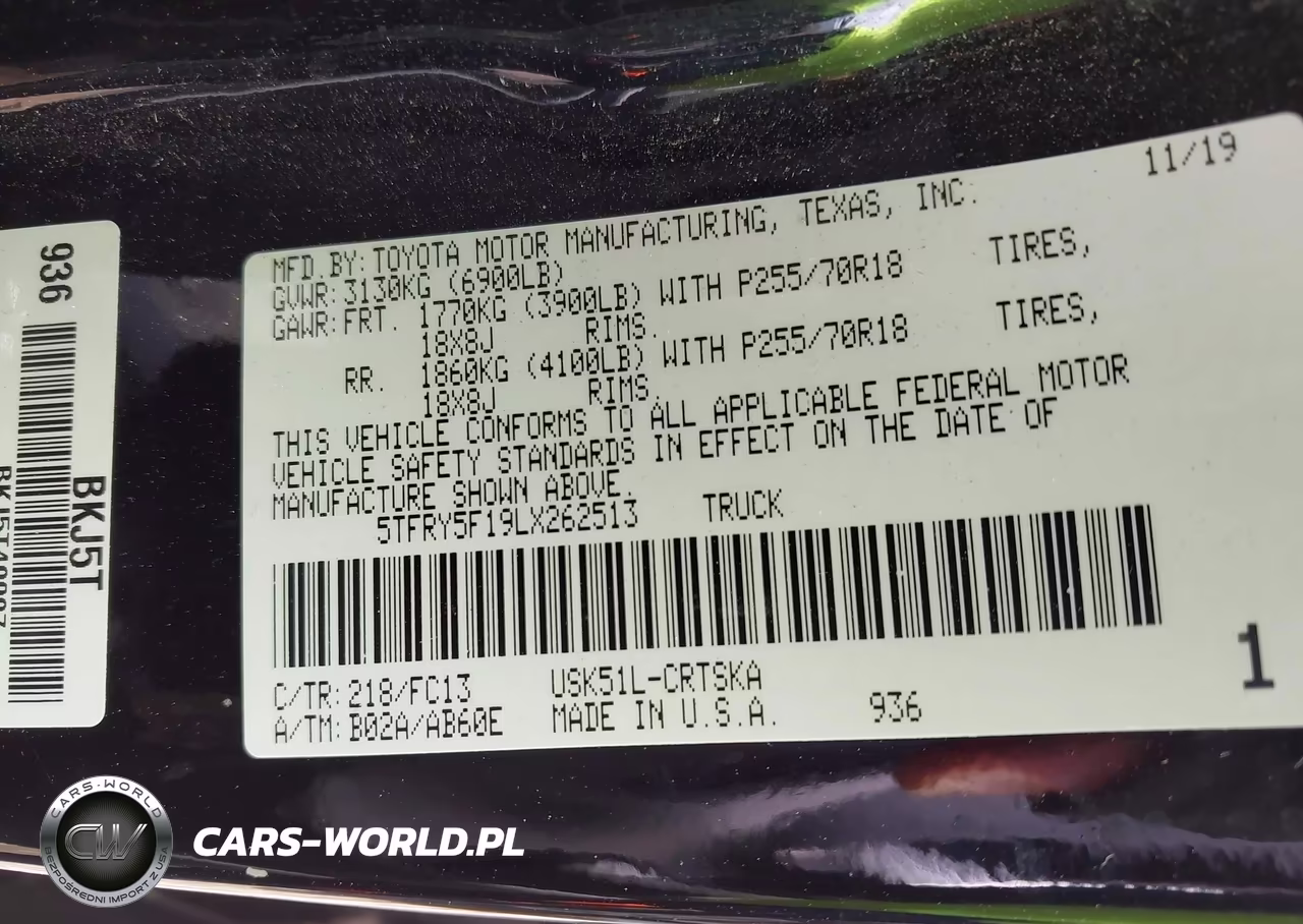 2020 Toyota Tundra Sr5 VIN:5TFRY5F19LX262513 - 9