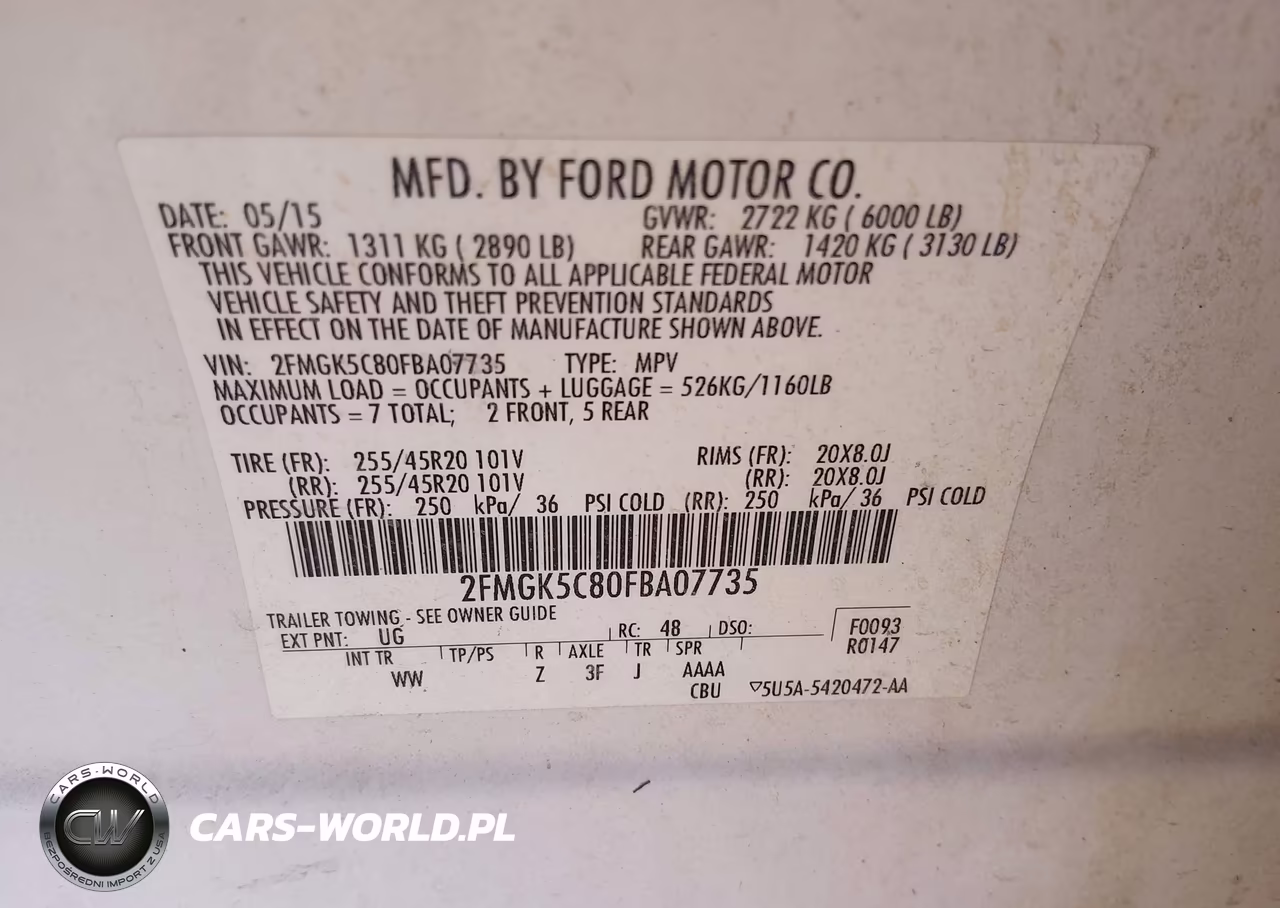2015 Ford Flex Sel VIN:2FMGK5C80FBA07735 - 9