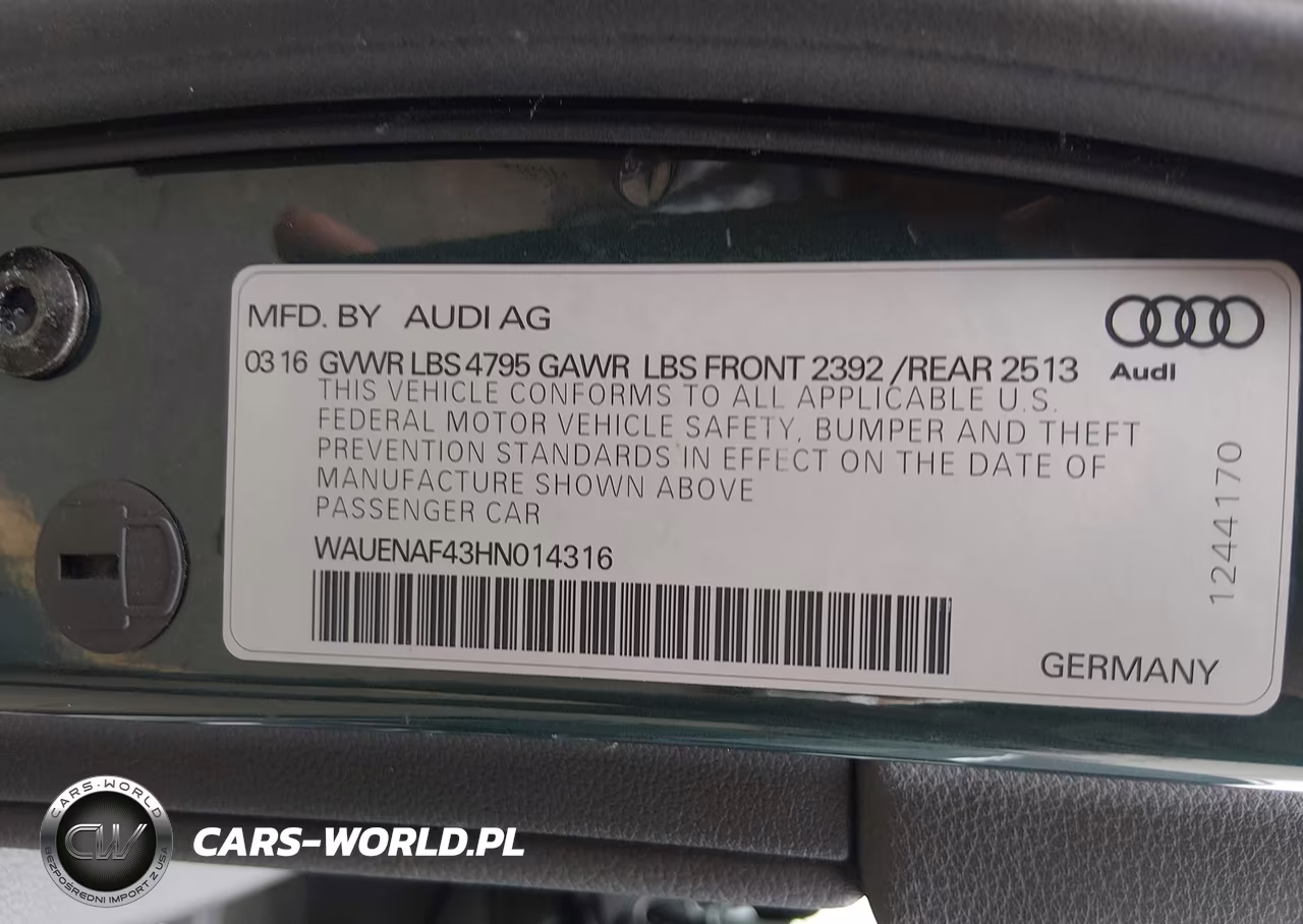 2017 Audi A4 Premium Plus VIN:WAUENAF43HN014316 - 9
