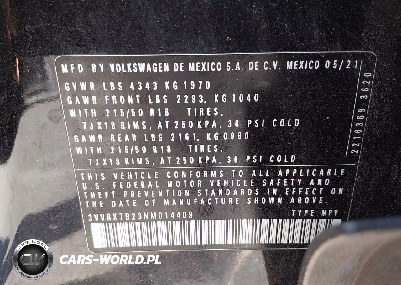 2022 Volkswagen Taos 1.5T Se VIN:3VVRX7B23NM014409 - 9