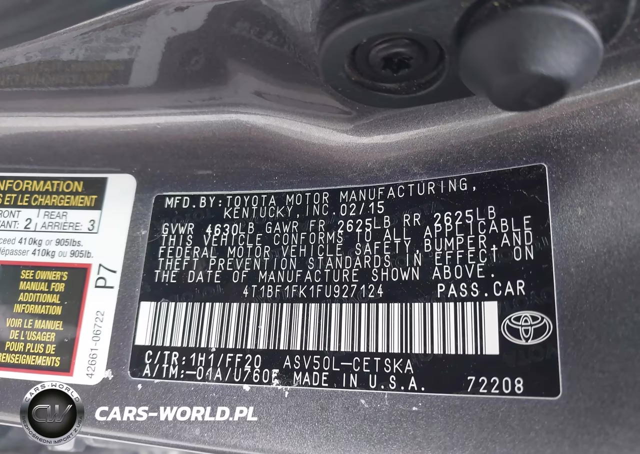 2015 Toyota Camry Se VIN:4T1BF1FK1FU927124 - 9