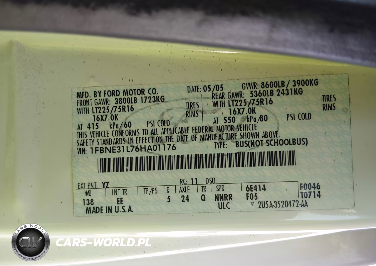 2006 Ford E-350 Super Duty Chateau-Xl-Xlt VIN:1FBNE31L76HA01176 - 9