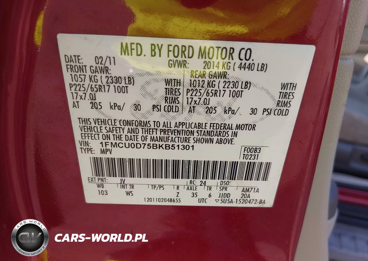 2011 Ford Escape Xlt VIN:1FMCU0D75BKB51301 - 9