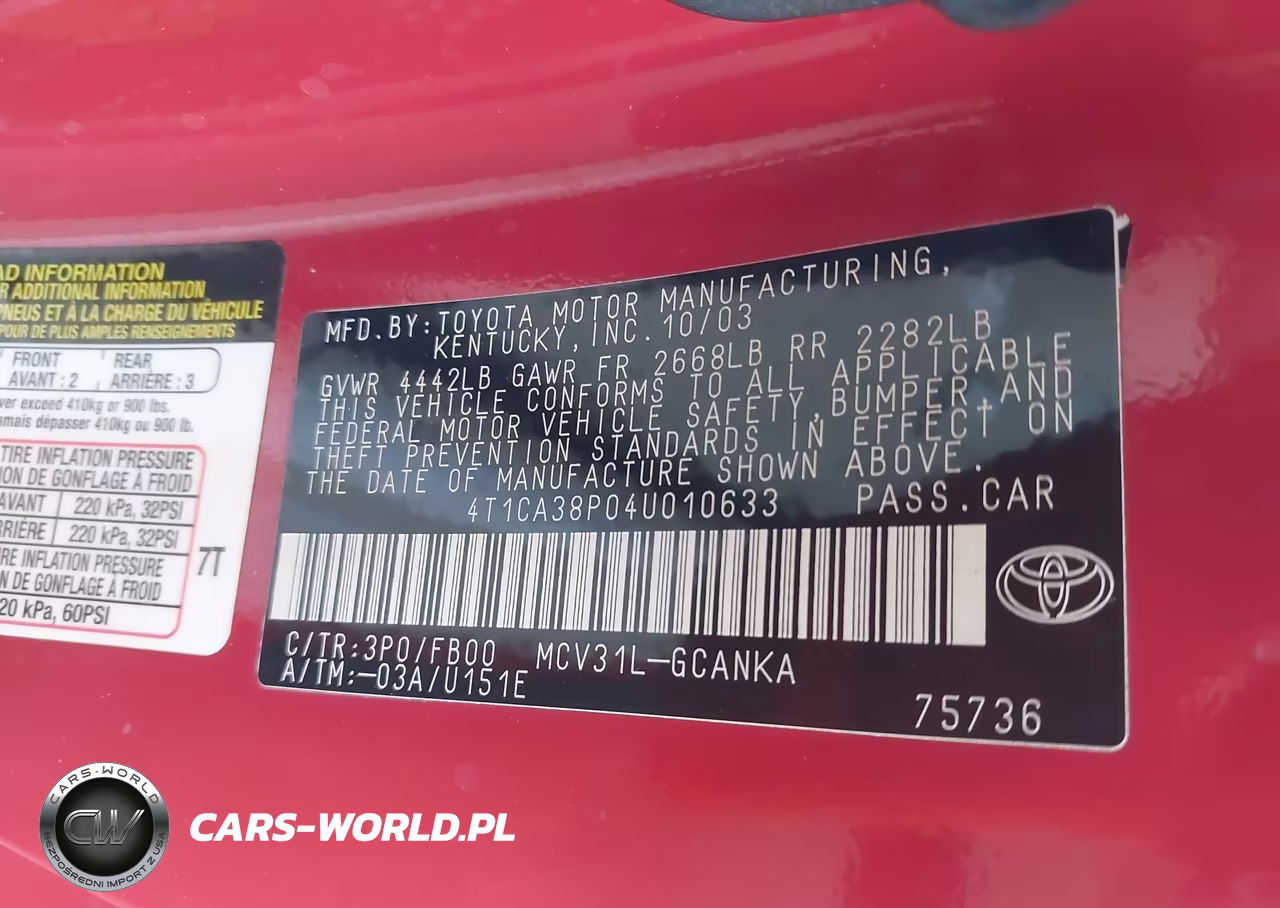 2004 Toyota Camry Solara Se V6 VIN:4T1CA38P04U010633 - 9