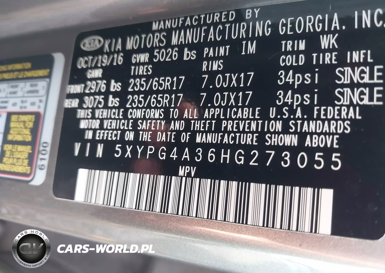 2017 Kia Sorento 2.4L Lx VIN:5XYPG4A36HG273055 - 9