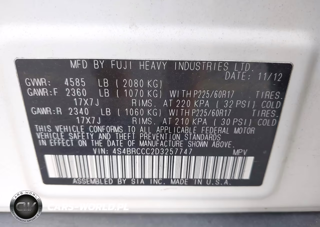 2013 Subaru Outback 2.5I Premium VIN:4S4BRCCC2D3257747 - 9