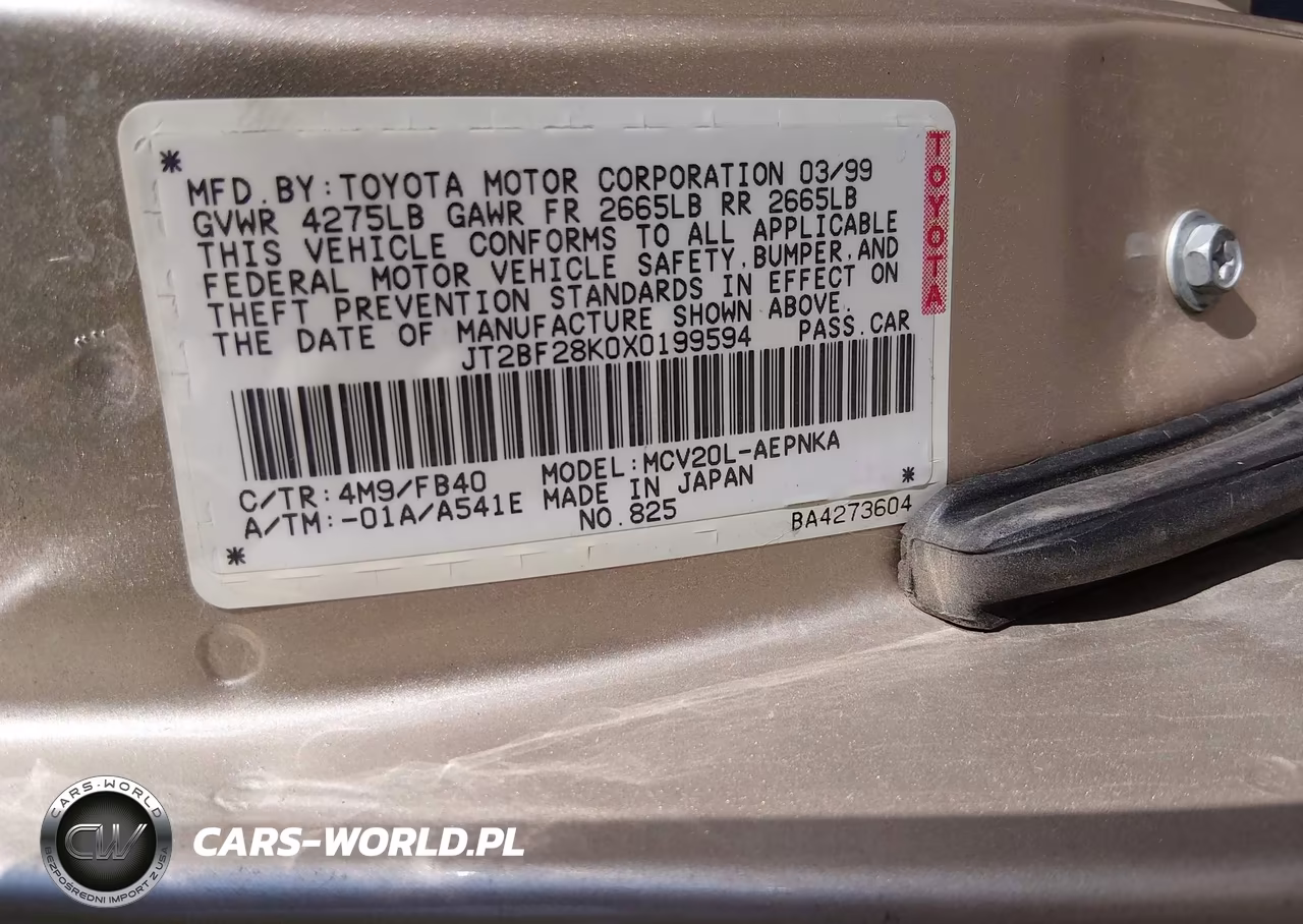 1999 Toyota Camry Le V6 VIN:JT2BF28K0X0199594 - 9