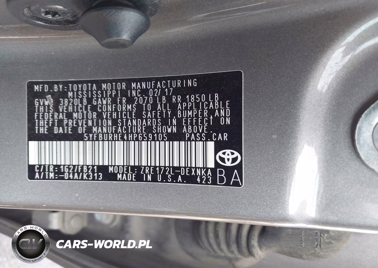 2017 Toyota Corolla Le VIN:5YFBURHE4HP659105 - 9