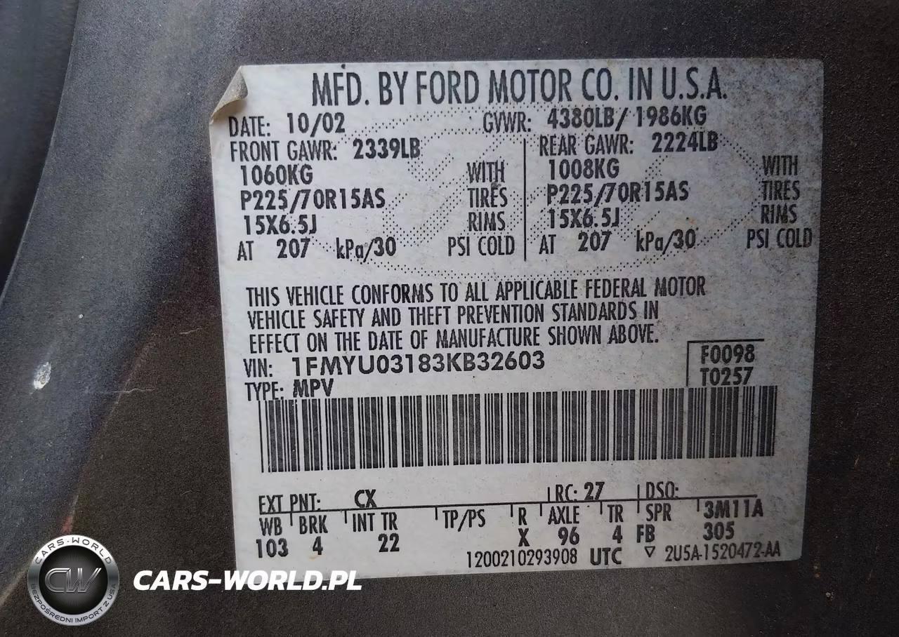 2003 Ford Escape Xlt VIN:1FMYU03183KB32603 - 9