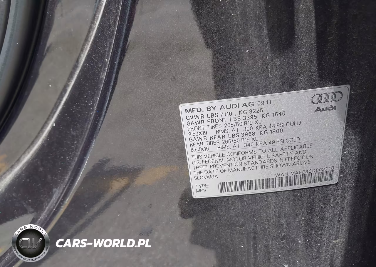 2012 Audi Q7 3.0 Tdi Premium VIN:WA1LMAFE3CD003248 - 9