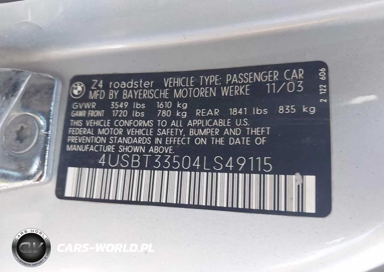 2004 BMW Z4 2.5I VIN:4USBT33504LS49115 - 9