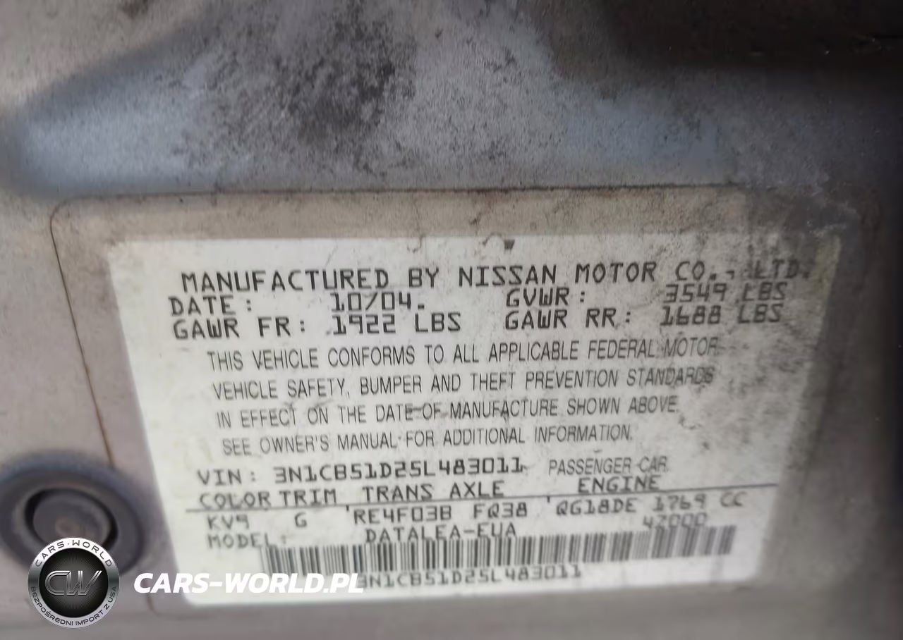 2005 Nissan Sentra 1.8S VIN:3N1CB51D25L483011 - 9