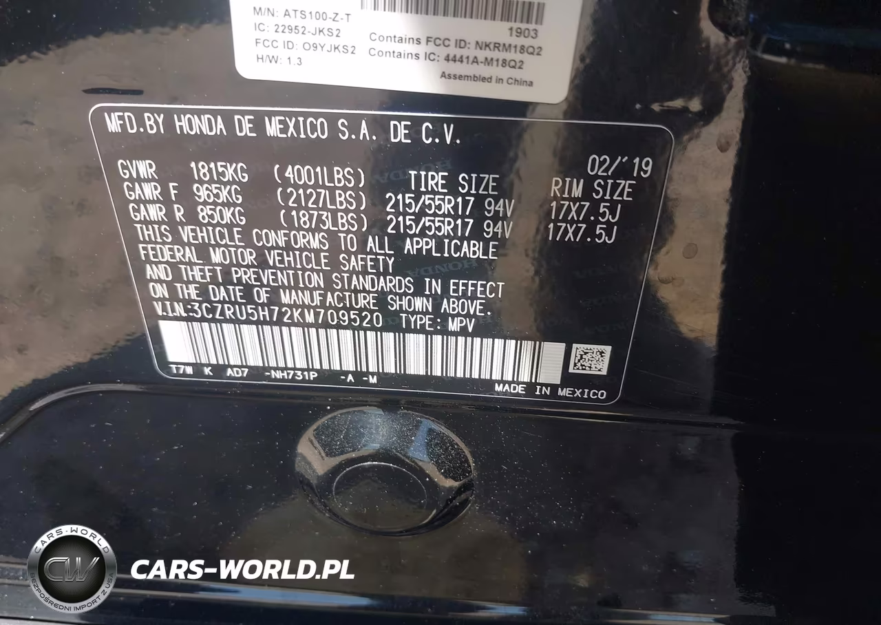 2019 Honda Hr-V Ex-L VIN:3CZRU5H72KM709520 - 9