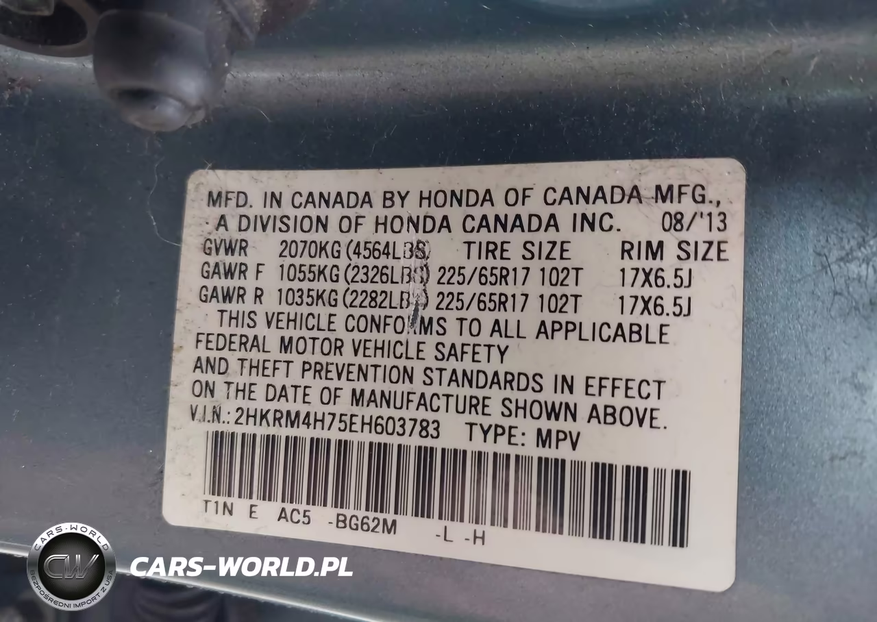 2014 Honda Cr-V Ex-L VIN:2HKRM4H75EH603783 - 9