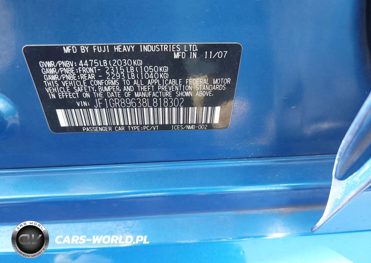 2008 Subaru Impreza Wrx Sti VIN:JF1GR89638L818302 - 9