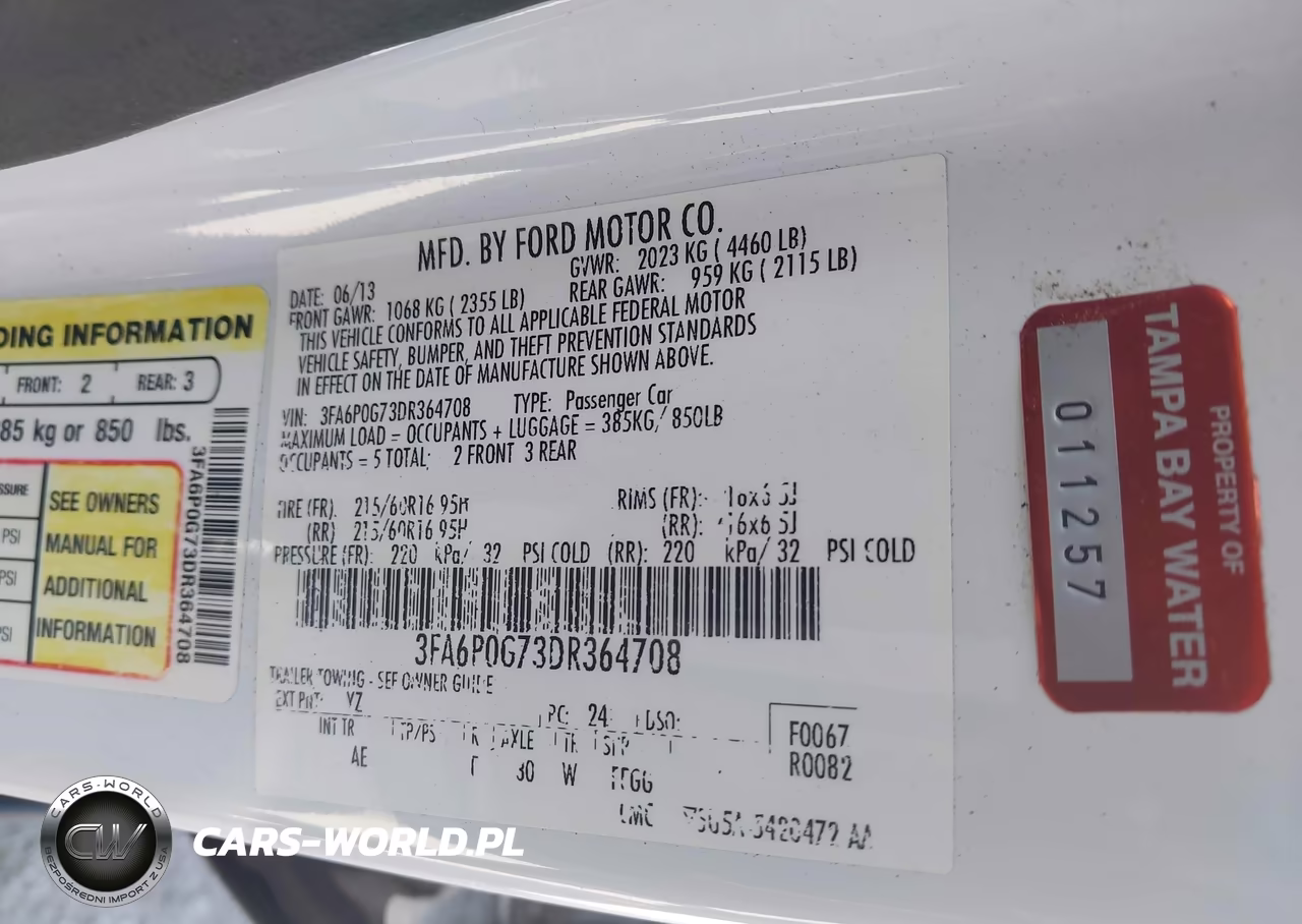 2013 Ford Fusion S VIN:3FA6P0G73DR364708 - 9