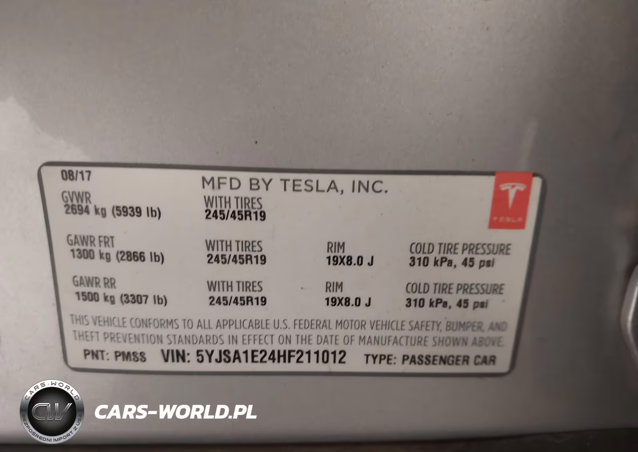 2017 Tesla Model S 100D-60D-75D-90D-P100D VIN:5YJSA1E24HF211012 - 9