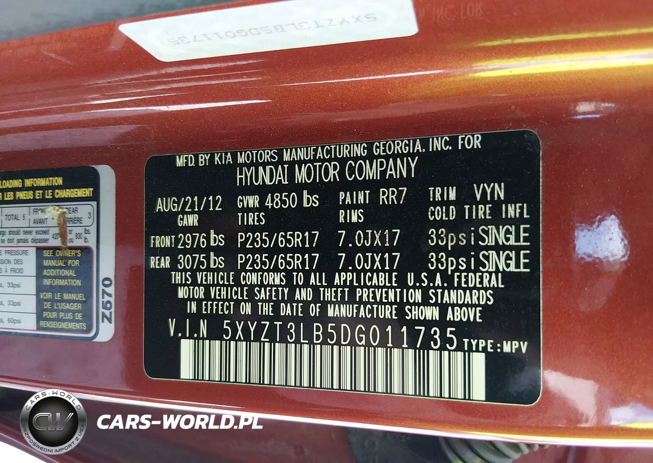 2013 Hyundai Santa Fe Sport VIN:5XYZT3LB5DG011735 - 9