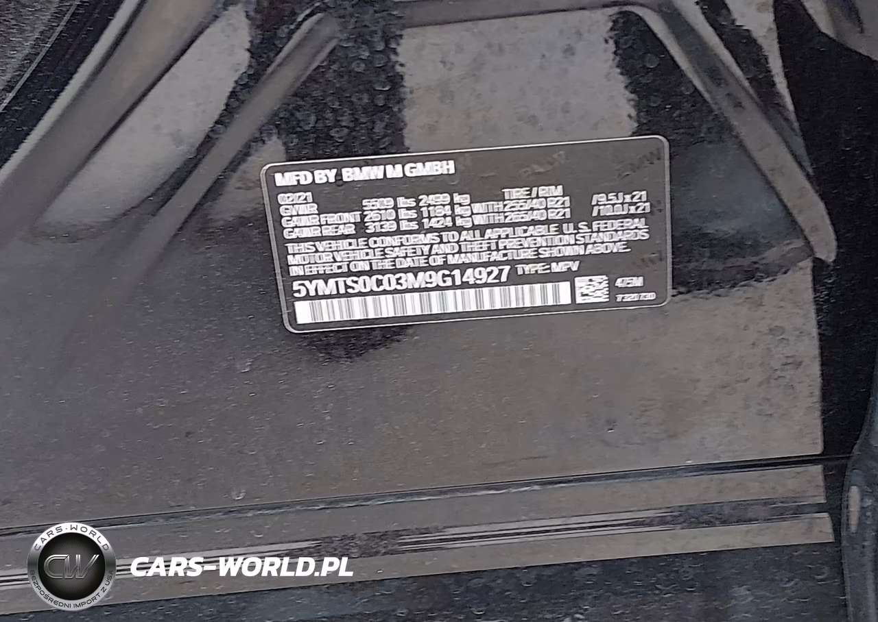2021 BMW X3 M VIN:5YMTS0C03M9G14927 - 9