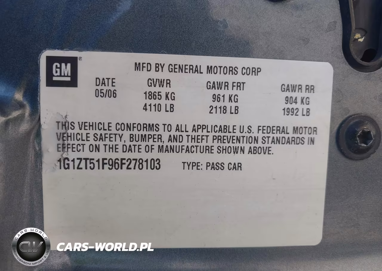 2006 Chevrolet Malibu Lt VIN:1G1ZT51F96F278103 - 9