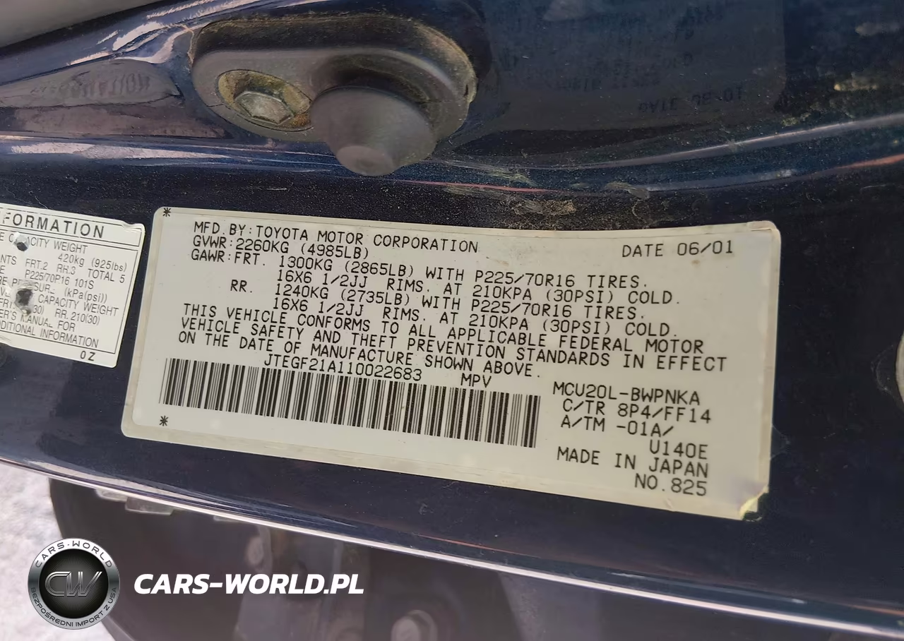 2001 Toyota Highlander V6 VIN:JTEGF21A110022683 - 9