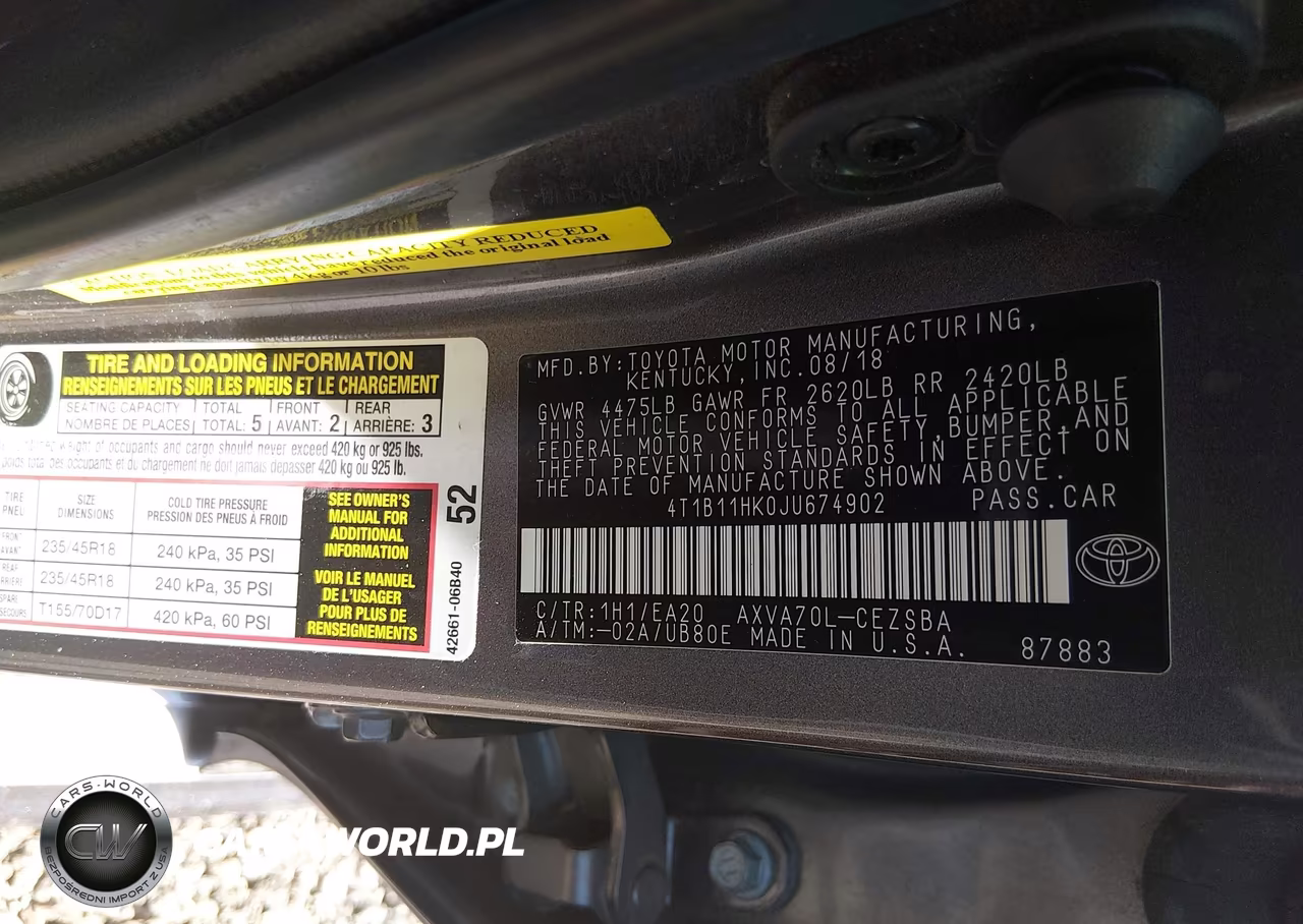 2018 Toyota Camry Se VIN:4T1B11HK0JU674902 - 9